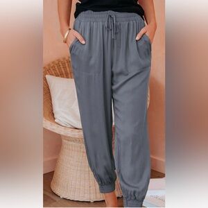 Women's Casual Gray  linen blend Joggers